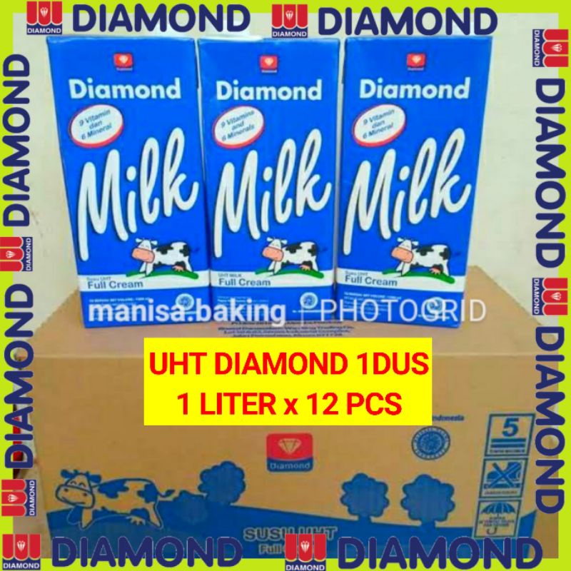 

SUSU UHT DIAMOND FULL CREAM 1 KARTON ISI 12 LITER SUSU DIAMOND FULL CREAM
