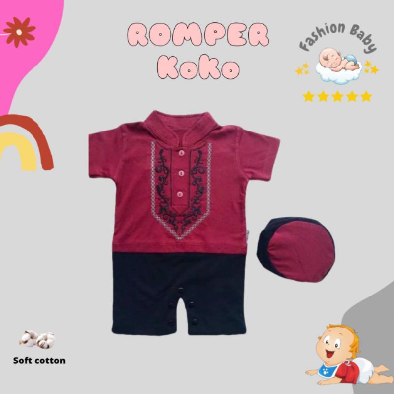 Romper KoKo Bordir 0-12 Bulan Bahan katun lembut...