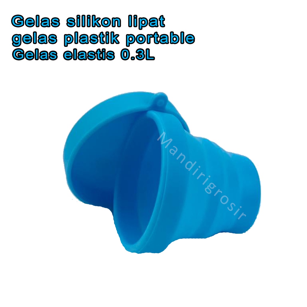 Gelas lipat * gelas lipat plastik portable polos * Gelas elastis *  Biru 0.3 Liter