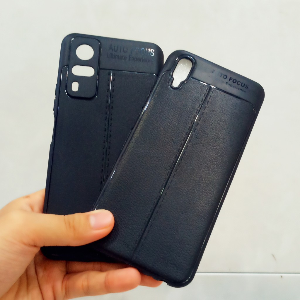 Autofocus Case Vivo Y53s , Vivo Y51 2020 , Y51A dan Vivo Y1s Fingerprint Softcase Hitam Case Kulit J