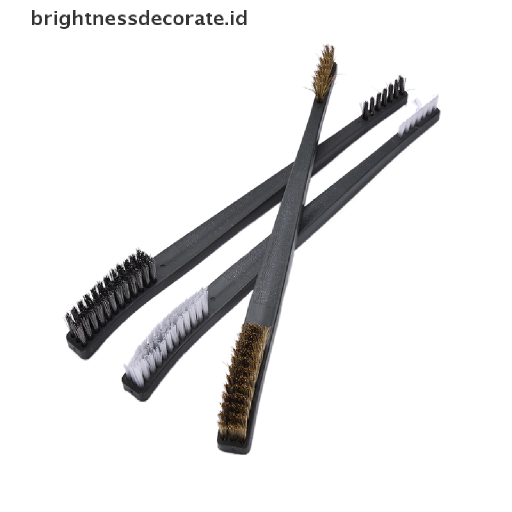 [birth] 3x Mini Wire Brush Set Brass Nylon Stainless Bristle Cleaning Tool Cleaner [ID]