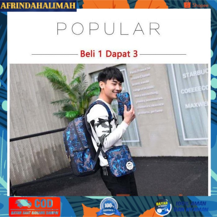 

[TERBARU] EBS Store Techdoo Tas Sekolah 3 in 1 Set Tas Ransel USB Charger Tas