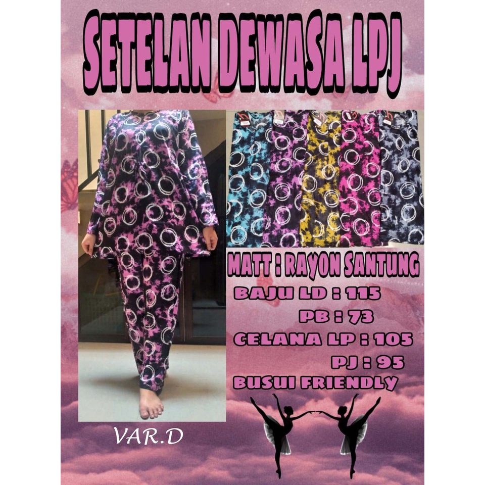 SETELAN CELANA LENGAN PANJANG ANDIN TIE DYE RAYON BUSUI SERUT TALI RESLETING DEPAN HARGA GROSIR