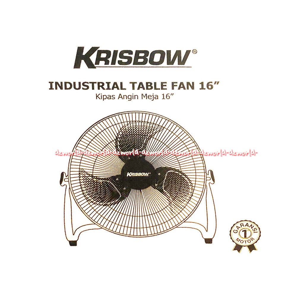 Krisbow 16inch Industrial Table Fan Kipas Angin Meja 40cm Kipas Angin Hitam Bahan Besi Metal 3 Speed Kris