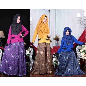umbrela  blazer set gamis cantik murah realpict batik silk+ wedges