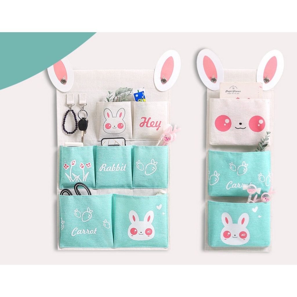 Pouch Gantung Dinding Estetik 3 - 7 Sekat Pouch Hanging Organizer Rak Kanvas penyimpanan Serbaguna