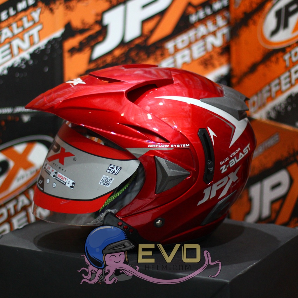 HELM JPX HALFFACE_JPX Z-BLAST - RED SCARLET GLOSS ( ONGKIR 2KG) JPX HALFFACE JPX SEMICROSS JPX ZBLAST MAROON RED