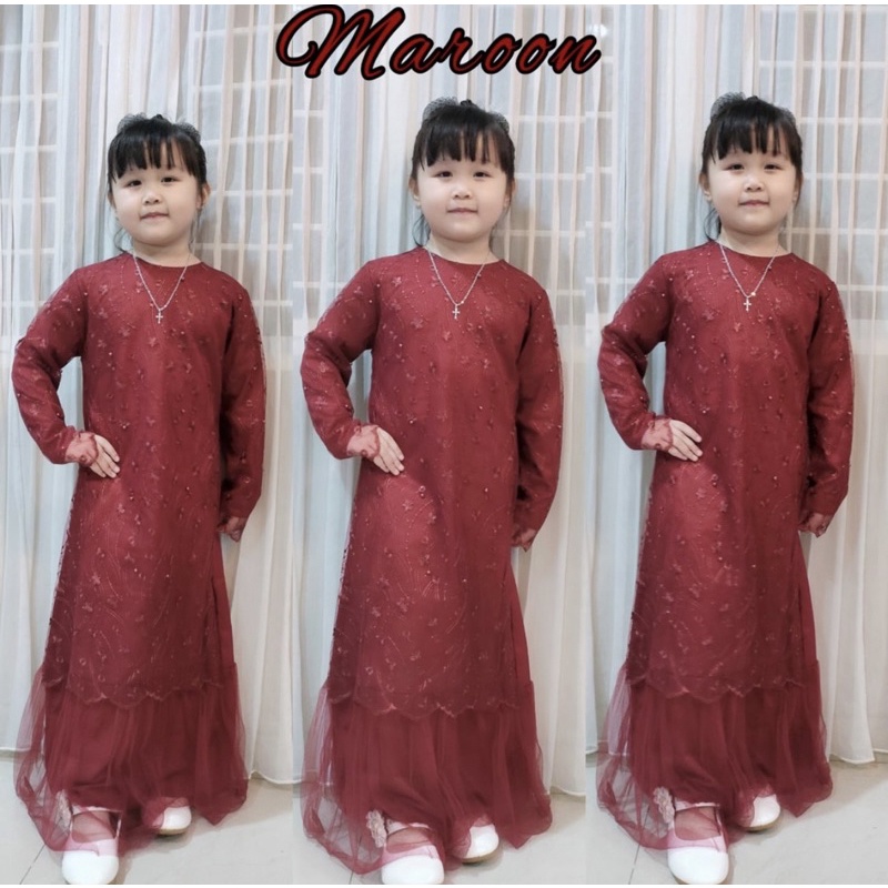 Baju Muslim Anak Perempuan GERALDINE KIDS 3-12TH S M L XL MAXI KONDANGAN MAXI TANGGUNG MEWAH COUPLE 
