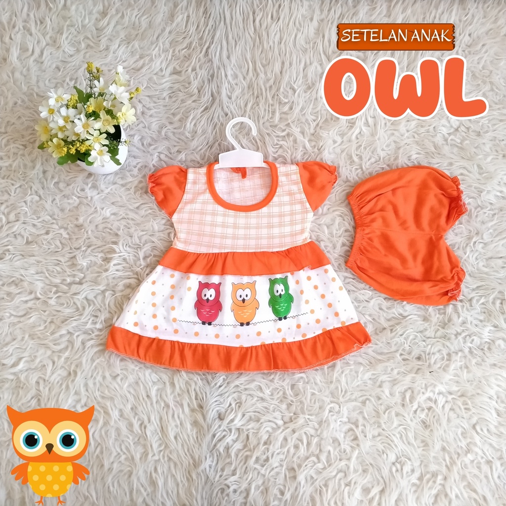 BISA COD Baju Kaos Bayi Perempuan Murah Motif Owl Lucu / Setelan Anak Bayi Lucu 6-9 Bulan / Baju Bayi Cewek Murah