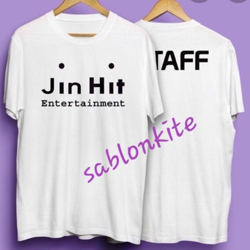 Paling murah!!! kaos jin hit entertainment ada tulisan STAFF Dibelakang unisex combed 30s