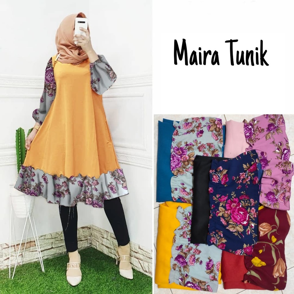 DEMORE FASHION MUSLIM PAKAIAN WANITA ATASAN TUNIK MAIRA DMR