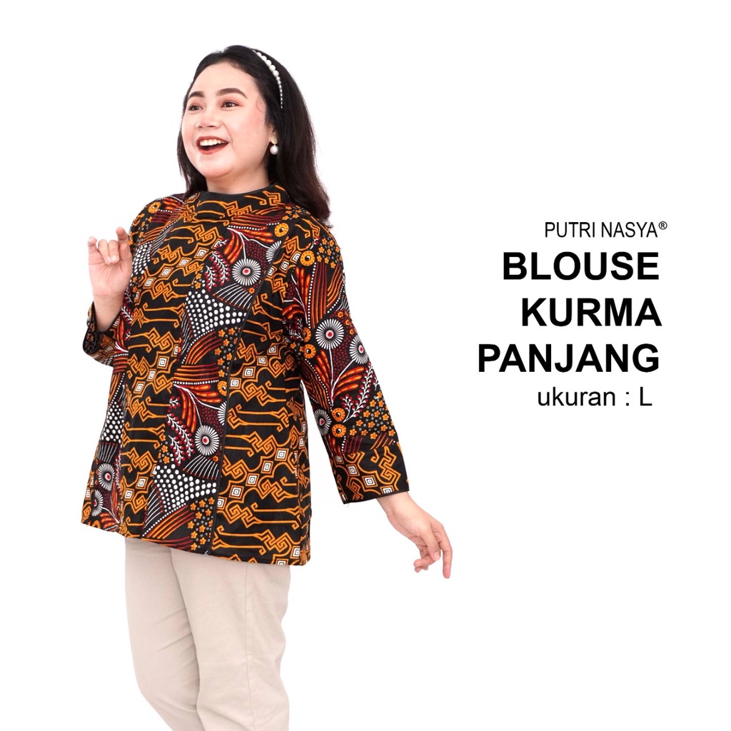 Blouse Big Size Wanita Atasan Batik Lengkap S-M-L-XL-2L-3L-4L-5L-6L-7L Model Blus Jumbo Kerja Batik / Pakaian Batik LD 140 Kekinian / Blus Kerja Seragam Wanita