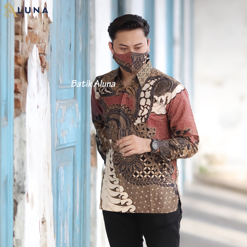 KEMEJA BATIK PRIA PREMIUM LENGAN PANJANG REGULAR BATIK ALUNA PCW 072