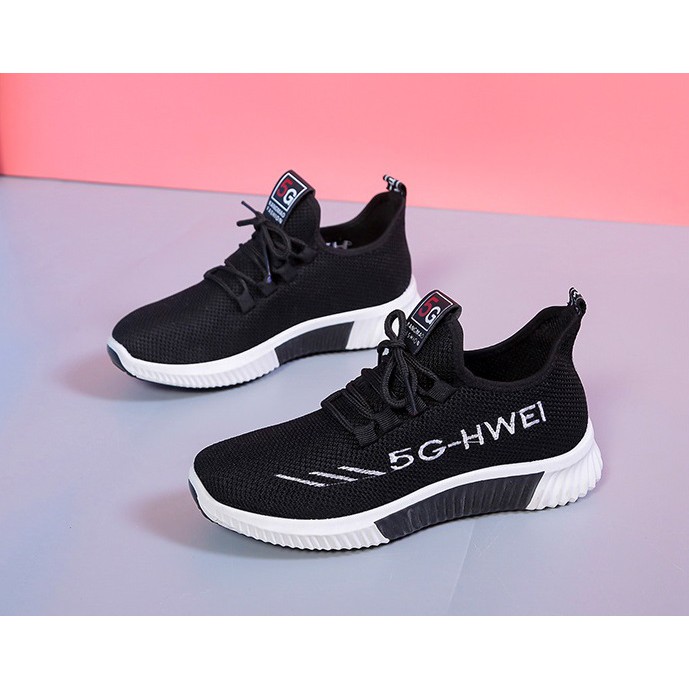 SEPATU WANITA IMPORT SNEAKERS RUNNING WANITA CASUAL SPORT SHOES HWEI 5G Hitam