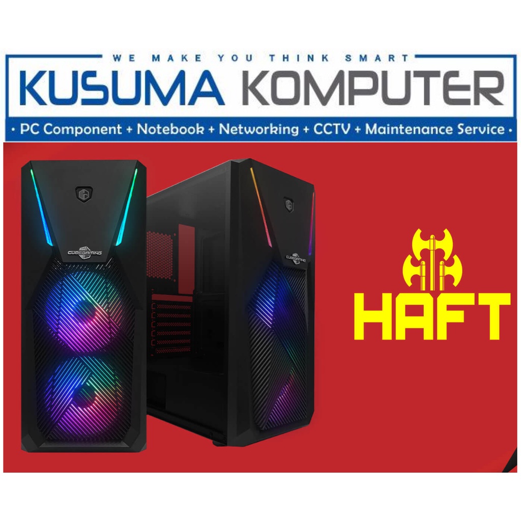 Cube Gaming Haft + 2 Fan RGB Casing PC Gaming