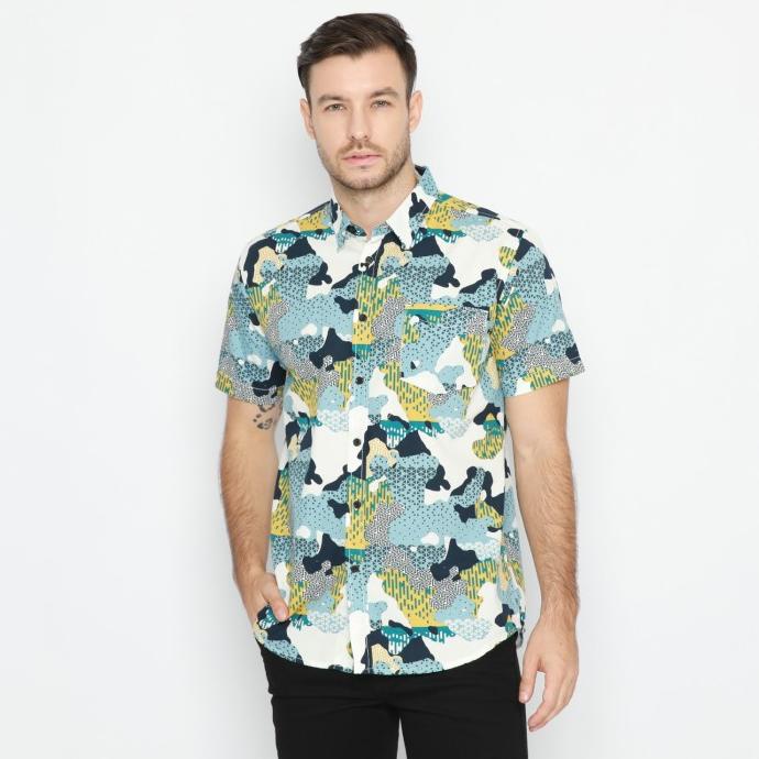 POLICE Kemeja Printing Abstrak Regular Fit Pria 629160034 Biru