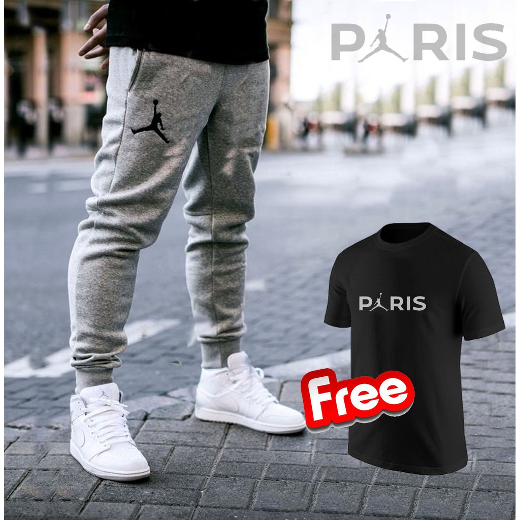  CELANA  TRAINING  PRIA  AD 206 HITAM LIST ABU OLAHRAGA 