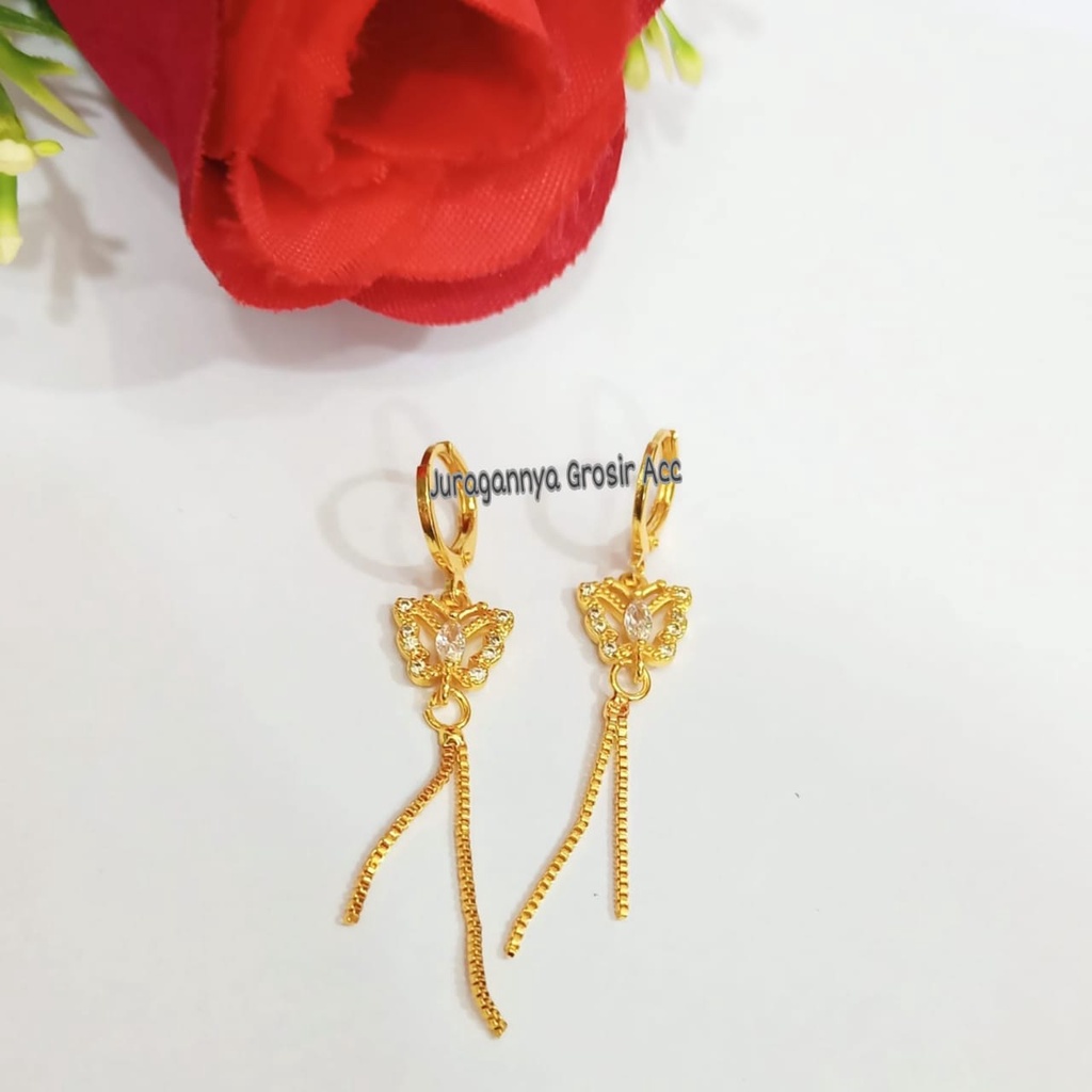 ANTING TITANIU JURAI PERMATA  KUPU-KUPU JURAI MINIMALIS ANTI KARAT