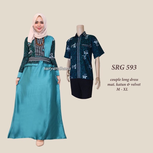 GAMIS BATIK COUPLE TERBARU MURAH Sarimbit Cantik Pesta Kondangan Long Dress Terusan SRG 593 Muslim