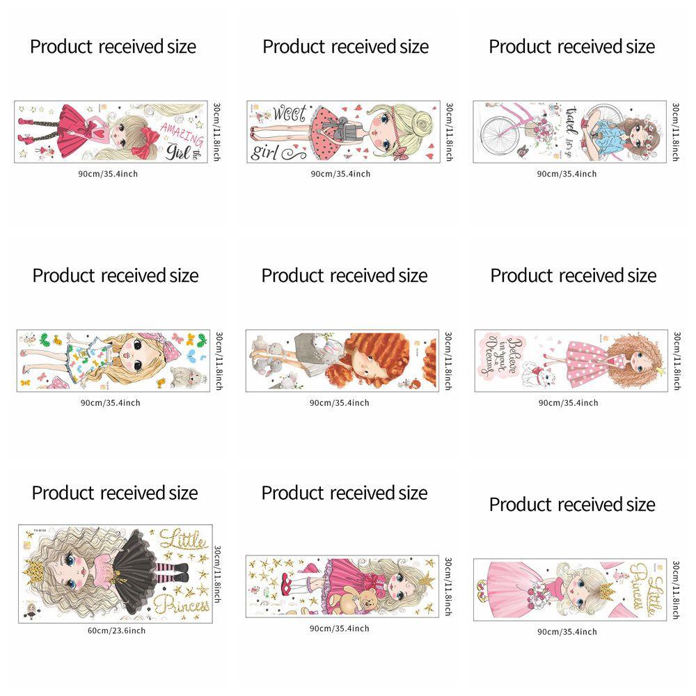 Solighter Kartun Stiker Dinding Gaya Handpainting Dekorasi Kamar Tidur Hiasan Rumah Gadis Manis