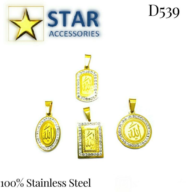 Liontin Titanium Gold | Liontin Titanium Lafadz Allah Emas Permata