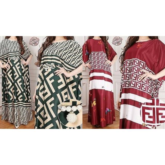 RESTOCK KAFTAN FENDI MAROON HIJAU GREEN BIG SIZE JUMBO MAXMARA