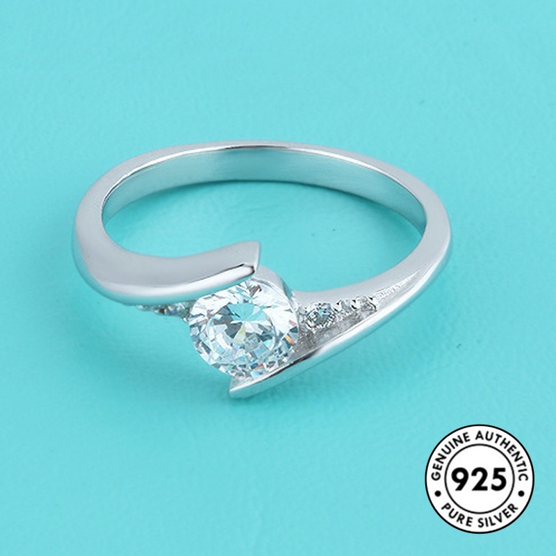 S925 Silver Elegant Inlaid Diamond Ring Simple Silver Ring