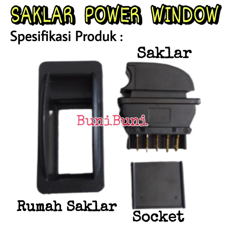 Saklar / Switch / Tombol Power Window Jendela Mobil Model Congkel / Tarik Komplit Socket