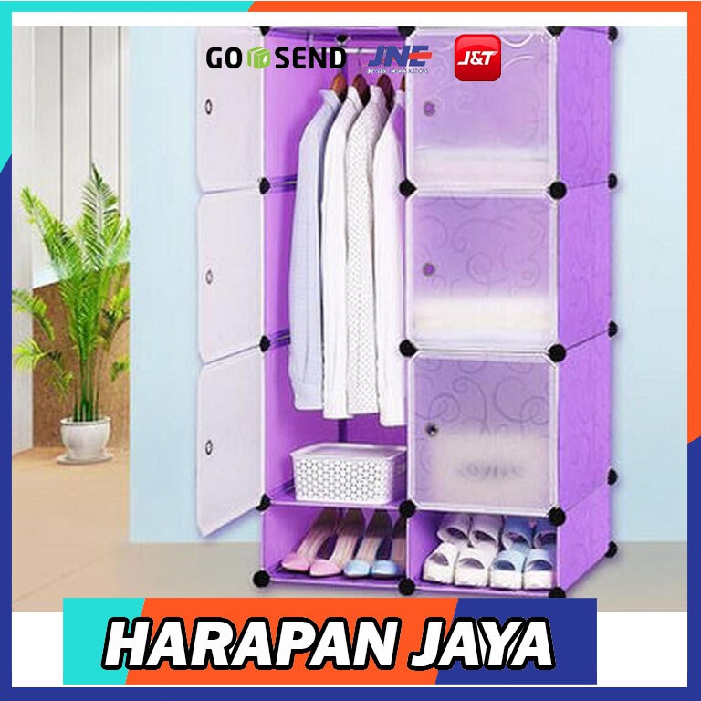 AIHOME Lemari  Baju  Plastik  Susun Kabinet DIY 6 Pintu 