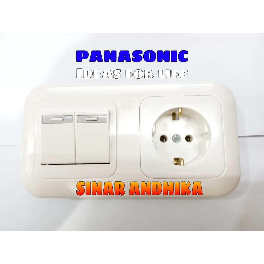 Stop Kontak Panasonic Non Cp + Saklar Seri Kecil Putih Wejp11312-7+Wej5531