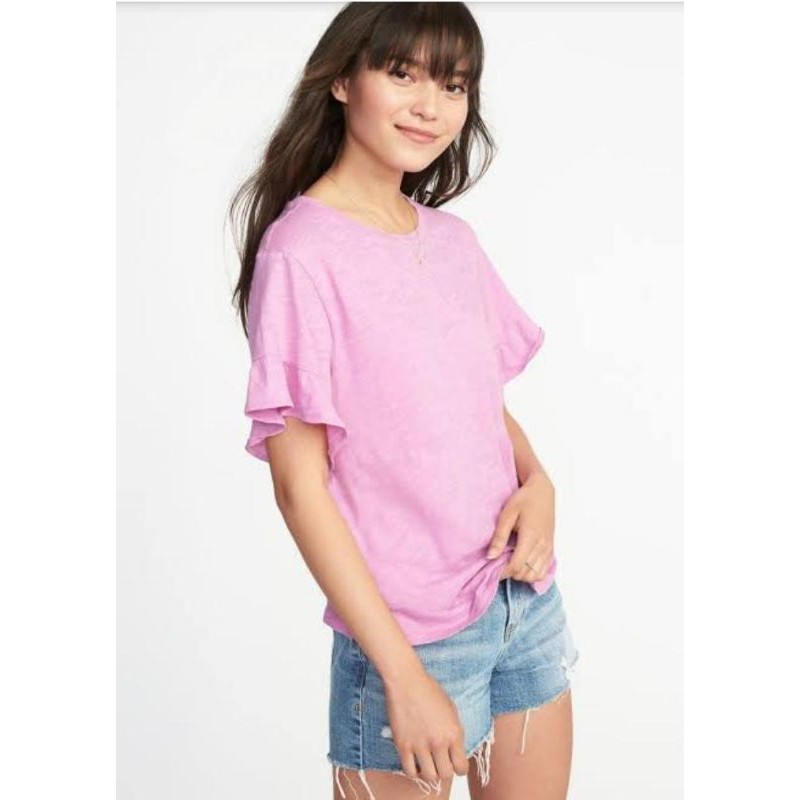 OLDN*VY RELAXED RUFFLE SLEEVE TOP-BLOUSE WANITA