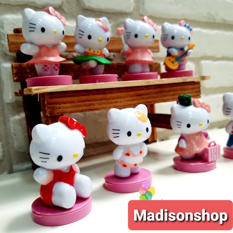 Hello kitty set 8 koleksi figure set kado anak murah cake topper bday