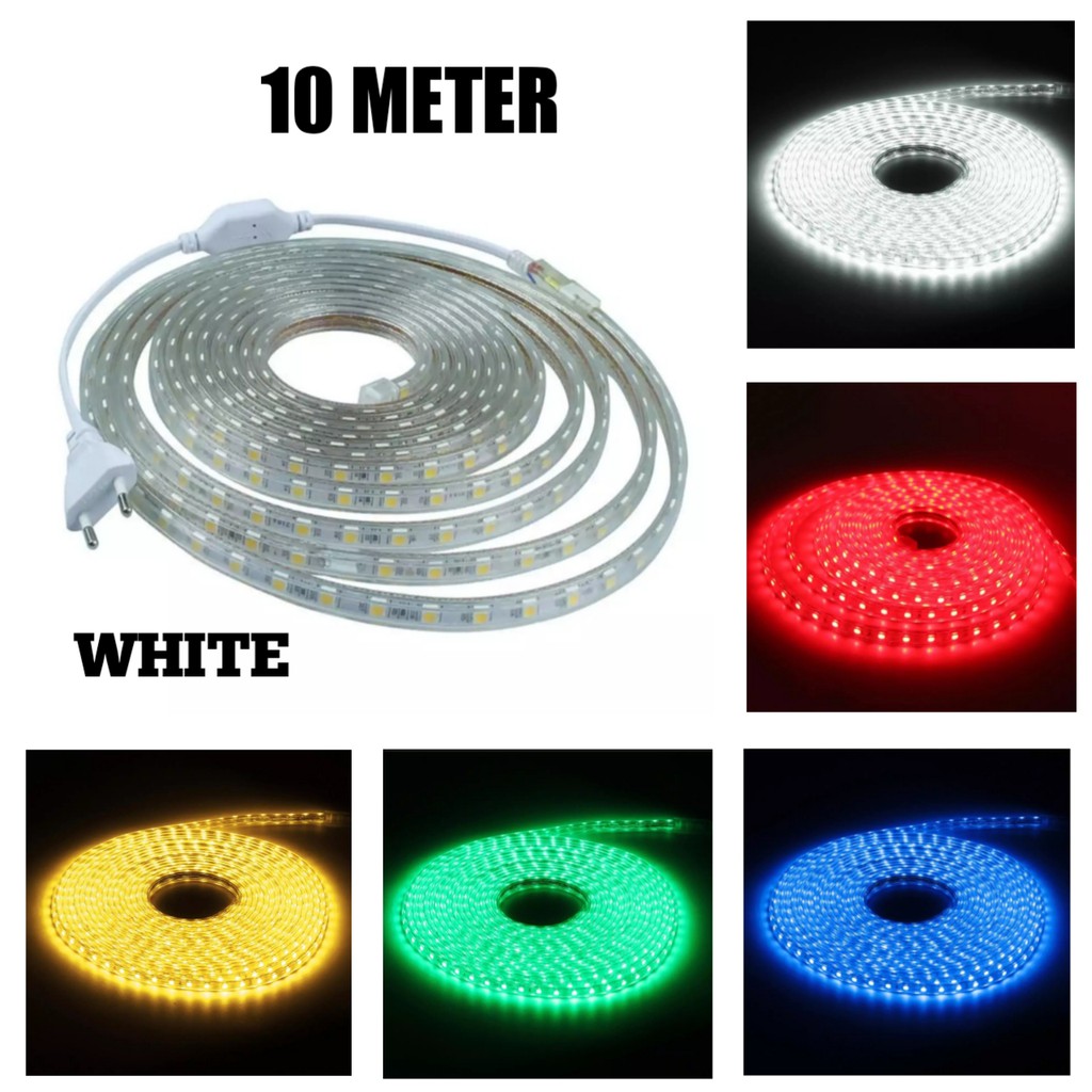 Lampu LED Strip SMD5050 - 10 Meter Full + Socket Colokan