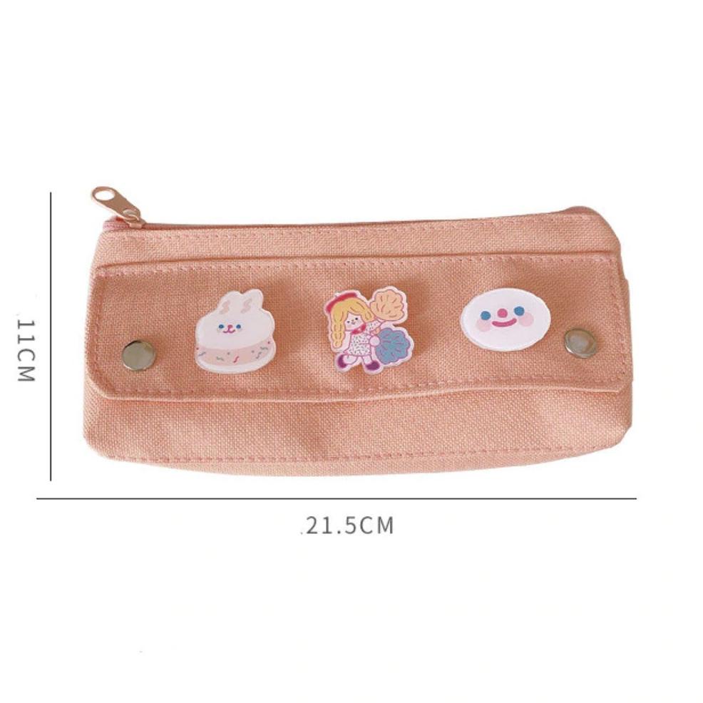 

[PRODUK DDD8D] Pencil Case with Cute Brooch Korea Design Pen Case Tempat Pensil/Bolpoin QMY