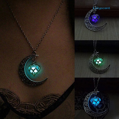 Kalung Rantai Dengan Liontin Bulan Sabit Aksen Batu Turquoise Untuk Wanita