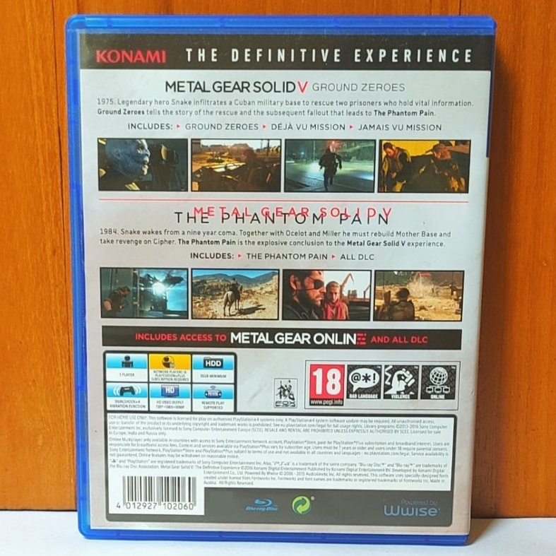 Metal Gear Solid V PS4 Kaset Metalgearsolid 5 Ground Zeroes + The Phantom Pain Playstation PS 4 5 CD BD Game Games PS4 PS5 Zero MGS Groundzeroed phantompain thephantompain MGSV MGS5 edition the definitive experience