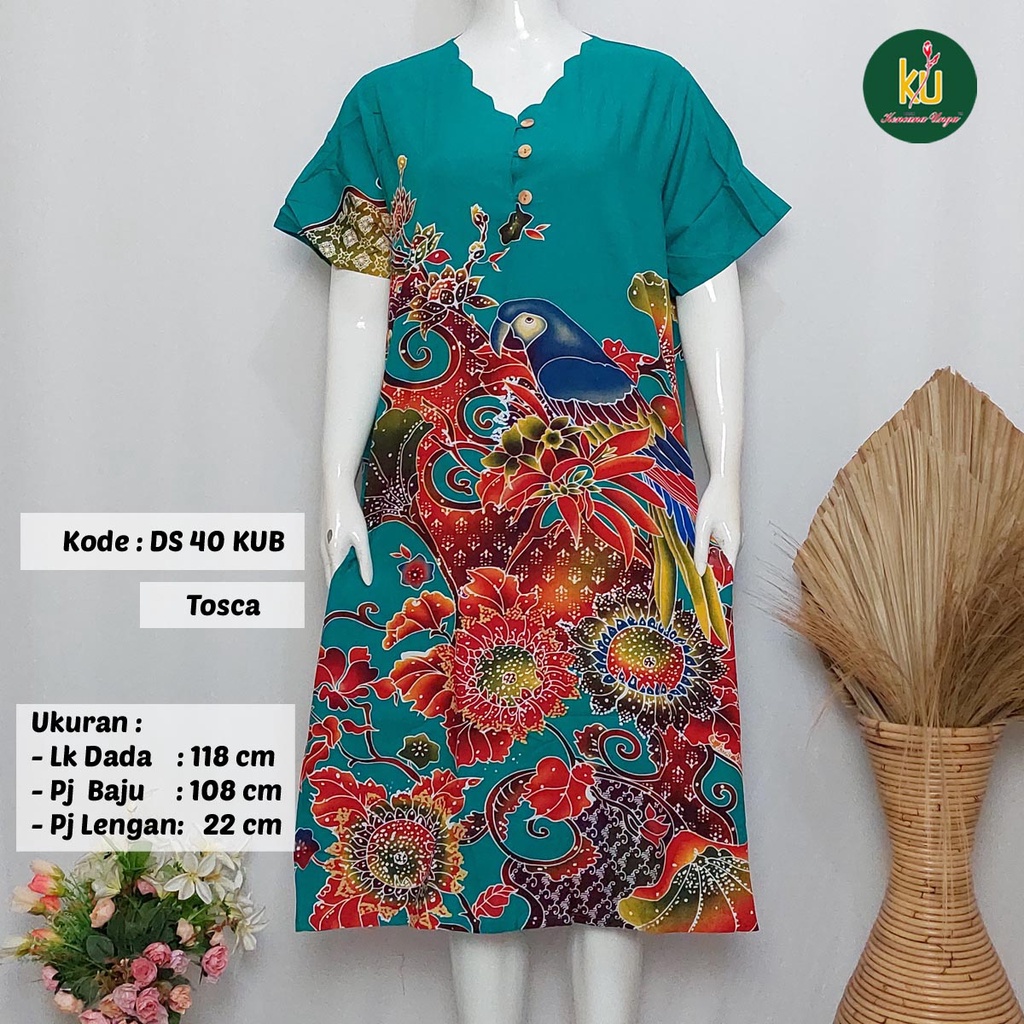 COD DS40 KUB | Daster Batik Kencana Ungu Asli Label Biru Ukuran Jumbo | Baju Santai Tidur Wanita Dewasa Kancing Depan Busui Friendly Motif Terbaru-Tosca D