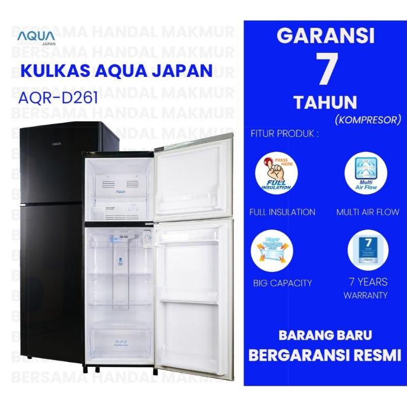 KULKAS AQUA 2 PINTU AQR-D261 KULKAS 2 PINTU MURAH LEMARI ES 2PINTU NO FROST AQUA AQR-261