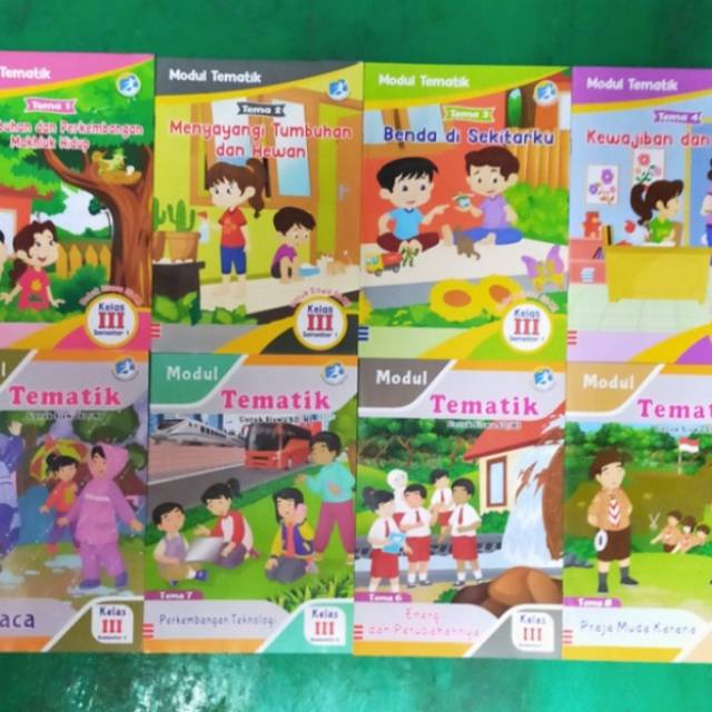 Paket satu tahun buku modul pengayaan/LKS tematik k13 kelas 3 tema 1,2