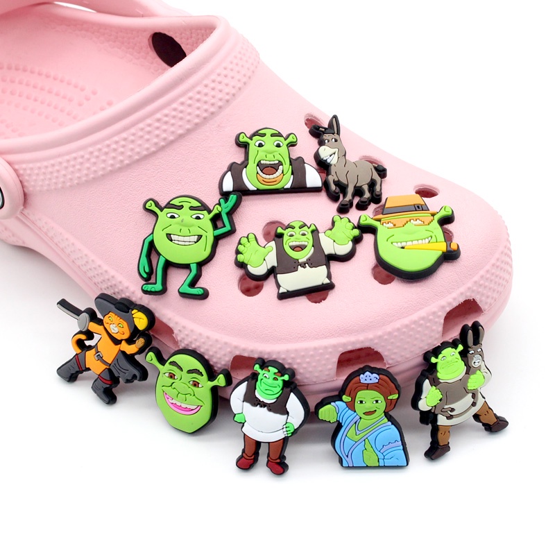 Crocs Jibbitz wanita charms sandal DIY monster hijau Shrek pin Aksesoris pria anak Bahan Untuk Dekorasi Sepatu Hadiah