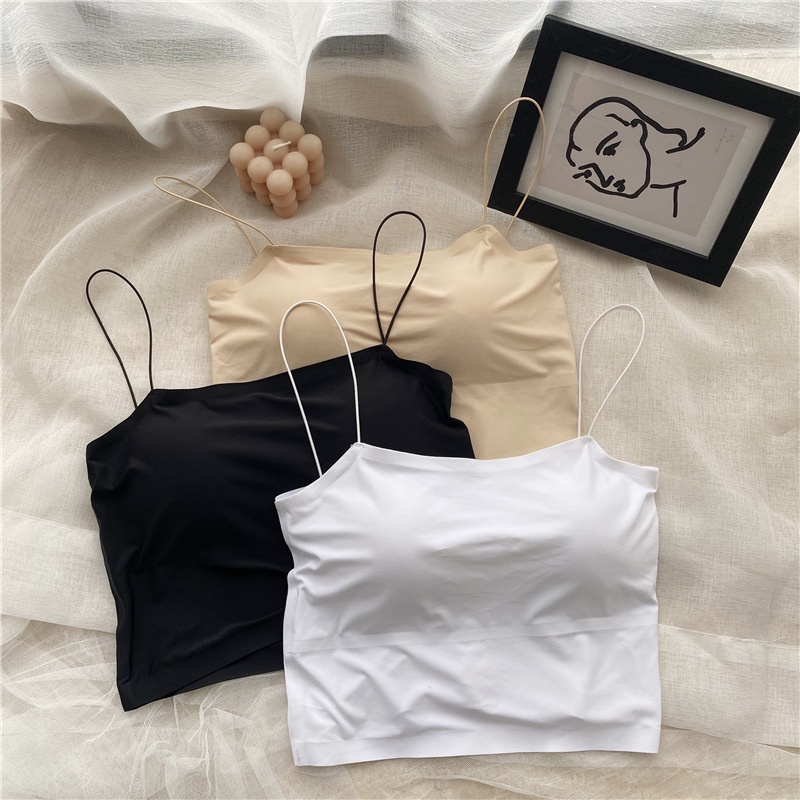 •OKEY BELI•BR502 Tanktop korea seamless spaghetti strap tank top dalaman wanita pakaian bralette bra bh COD-2