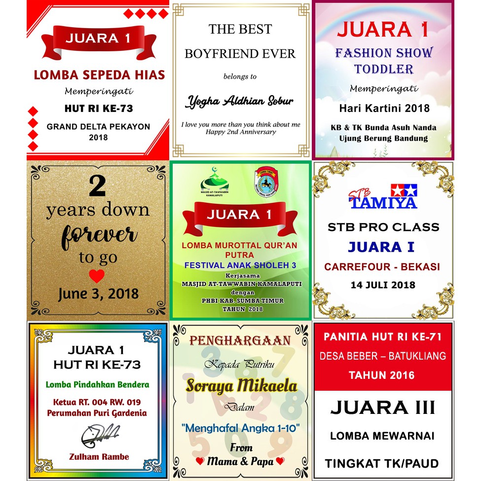  Stiker  Label Plat Piala  Atribut Piala  Trophy Shopee 