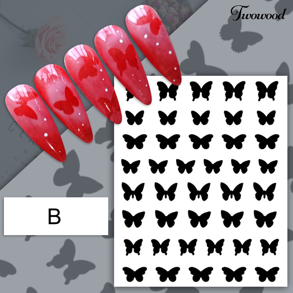 Stiker Stensil Template Semprot Desain Hati Bintang Butterfly Untuk Alat Dekorasi Manicure Nail Art