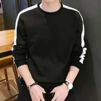 kaos lengan panjang stripe list putih fashion pria