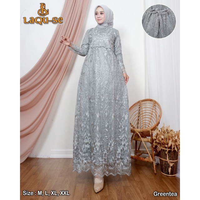 Gamis Gaun Dress Safira Untuk Pesta Kondangan Wisuda Wanita Remaja Bahan Tulle Import Berkualitas By Laquse_kebaya2