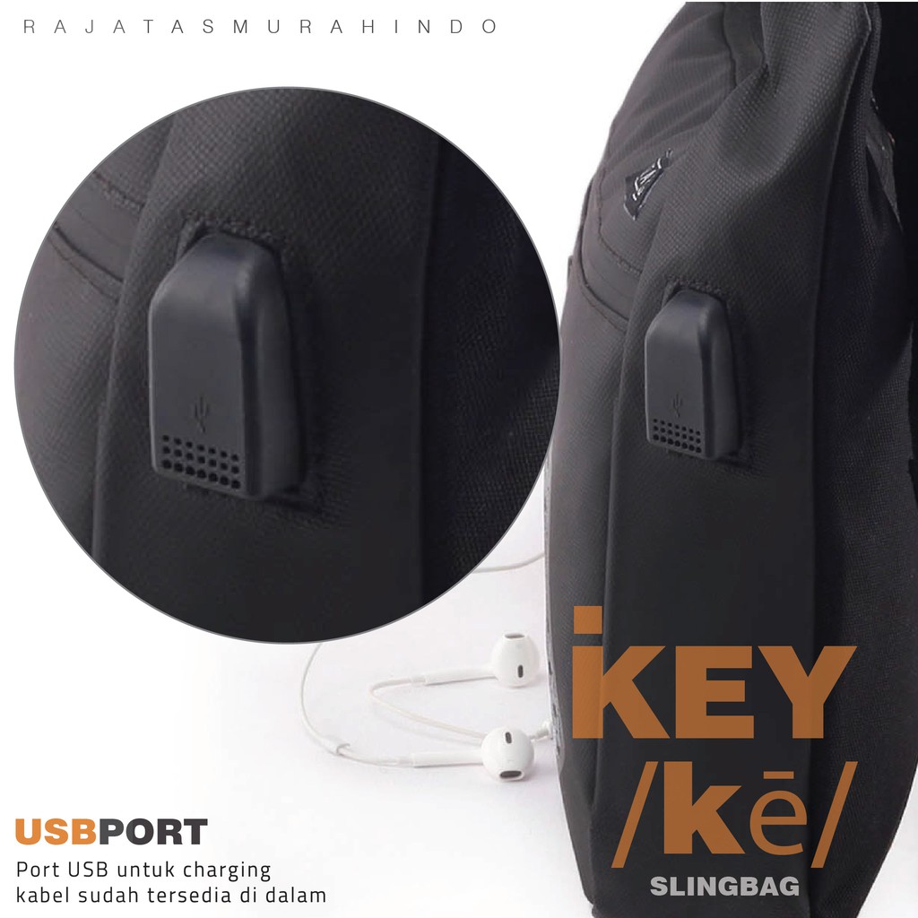 GEAR BAG KEY 13132 - Tas Selempang Pria  Anti Theft Casual With USB &amp; Password Lock