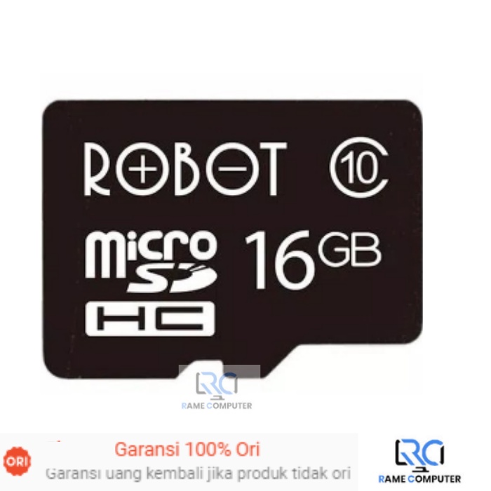 Memory Card Micro SD Class 10 80mb/s Robot 16gb Packing Garansi Resmi