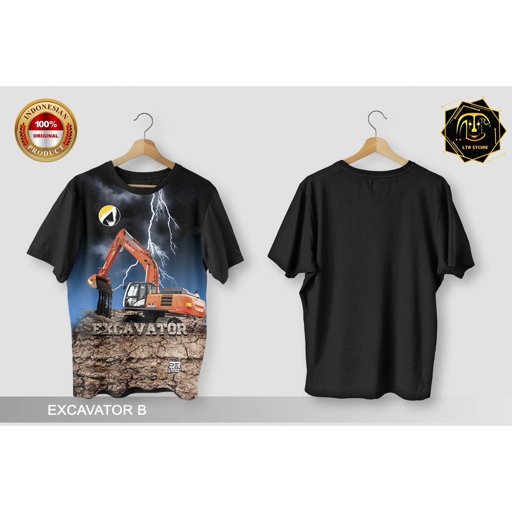 [ BAYAR DI TEMPAT ] BAJU PRINTING GAMBAR EXCAVATOR B -  KAOS DISTRO ORIGINAL GAMBAR ALAT BERAT BULLD