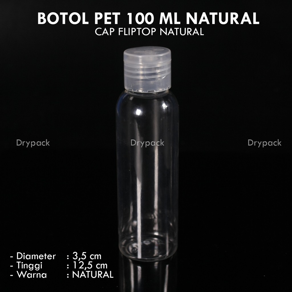 Botol PET 100 ML Natural Fliptop