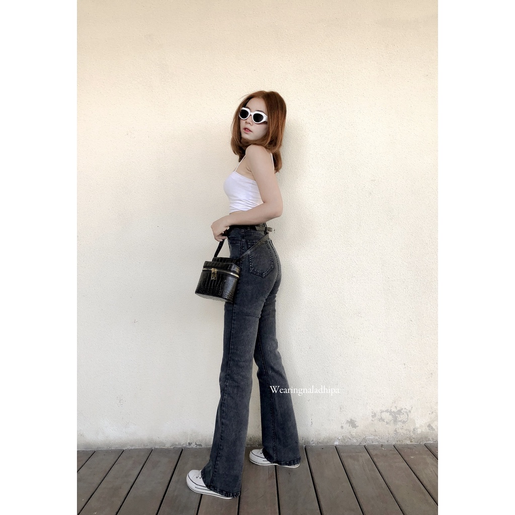 Kezia Cutbray Pants Snowblack - Highwaist Jeans Cutbray